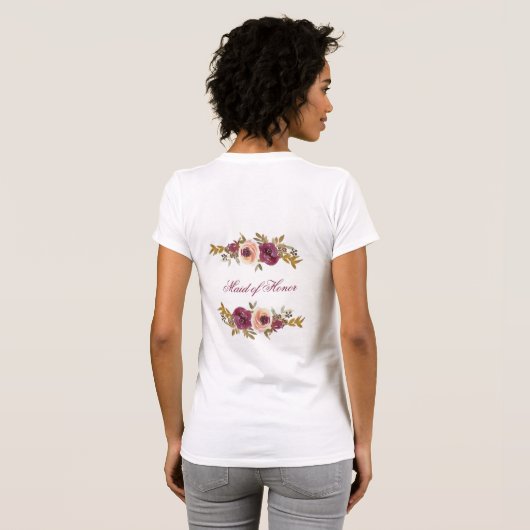 Najaar Floral Waterverf Bridesmaid T-shirt (Achterkant volledig)