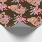 Najaar Floral Waterverf Pumpkin Baby shower Cadeaupapier (Hoek)