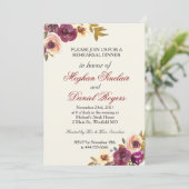 Najaar Floral Waterverf repetitief diner uitnodigi Kaart (Staand voorkant)