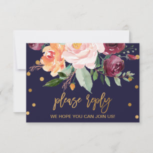 Najaar Floral Wedding Website RSVP-kaart RSVP Kaartje