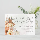 Najaar Florals Waterverven QR Code Weddenschap Save The Date (Staand voorkant)