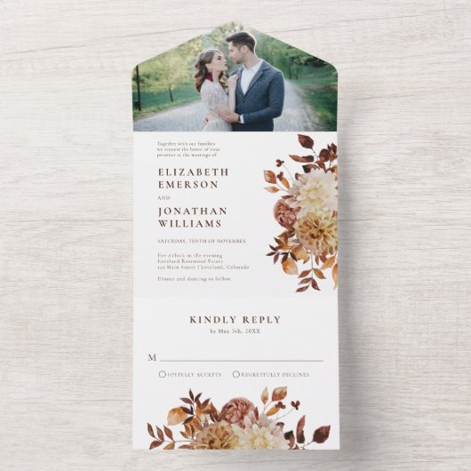 Najaar foto Wedding All In One Uitnodiging (Binnen)