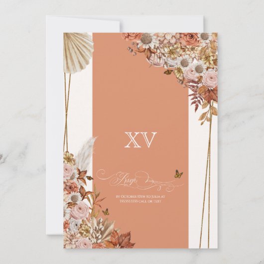 Najaar gedroogd voorval van Floral Leaves Quincean Kaart (Achterkant)