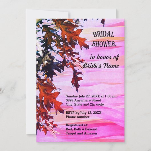 Najaar gekleurde bladeren zwenkroem van roze Vrijg Kaart (Voorkant)