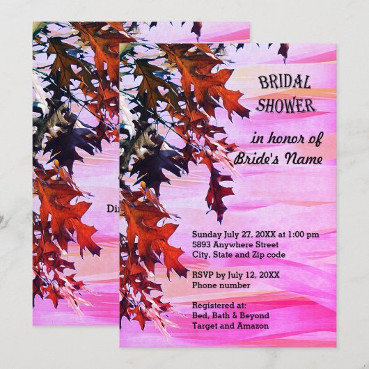 Najaar gekleurde bladeren zwenkroem van roze Vrijg Kaart (Voorkant / Achterkant)