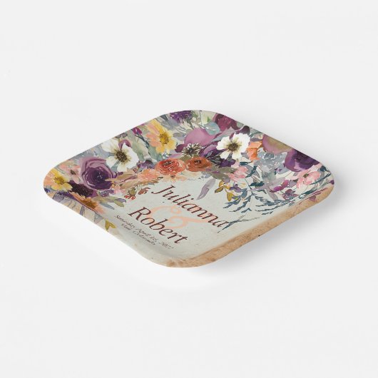 Najaar gemengde waterverf florale bruiloft papieren bordje (Gebogen)