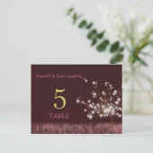 Najaar Glitter Dandelion Wedding Table Numbers Briefkaart (Staand voorkant)
