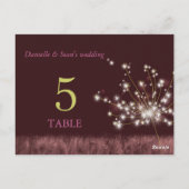 Najaar Glitter Dandelion Wedding Table Numbers Briefkaart (Achterkant)