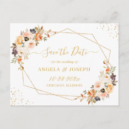 Najaar Gold Bohemian Floral Save the Date Briefkaa Briefkaart