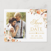 Najaar Gold Floral Foto Save the Date Briefkaart (Voorkant)