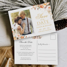 Najaar Gold Floral Foto Save the Date Briefkaart