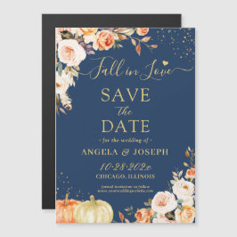 Najaar Gold Floral Pumpkin Save the Date Magnet