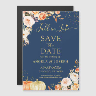 Najaar Gold Floral Pumpkin Save the Date Magnet