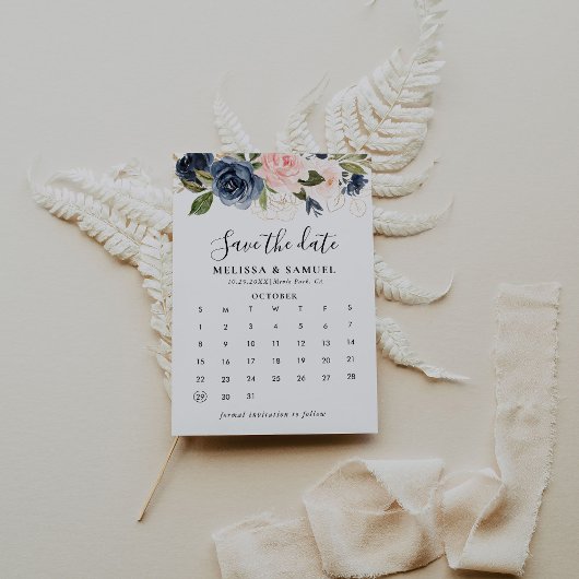 Najaar Gold Floral slaat de kalender van de datum  Save The Date
