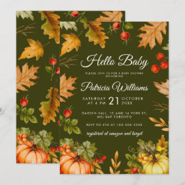 Najaar Hallo Baby Pumpkin Foliage Baby shower Kaart