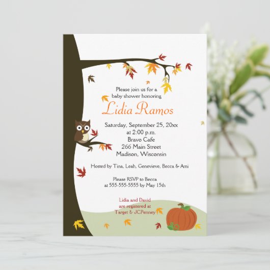 Najaar Halloween 5x7 Baby shower Uitnodigen Kaart (Staand voorkant)