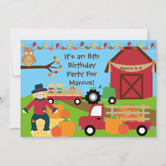 Najaar Harvest Birthday Party Invitation Kaart (Voorkant)
