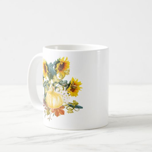 Najaar Harvest Pumpkin en Sunflower Coffee Mok (Voorkant links)
