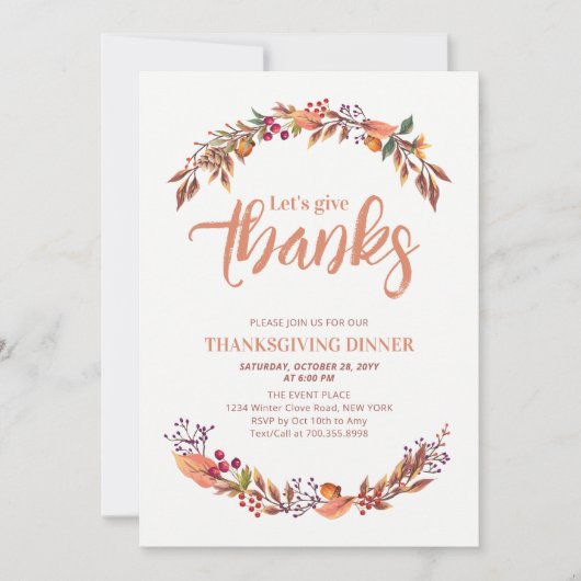 Najaar-/Herfst-Bedankt met uitnodiging voor het di (Voorkant)