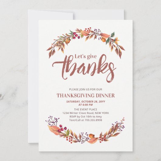 Najaar-/Herfst-Bedankt met uitnodiging voor het di (Voorkant)