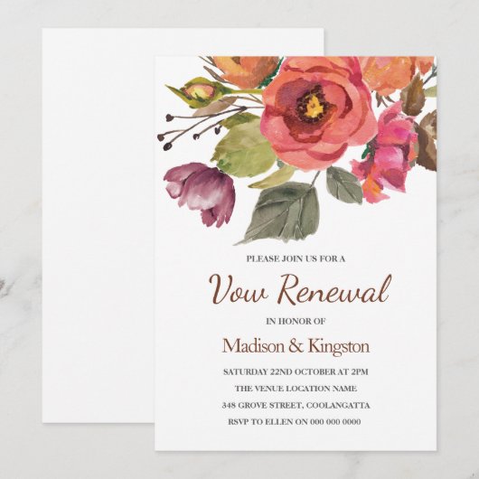 Najaar Herfst bloemen Hernieuwde uitnoeping Kaart (Voorkant / Achterkant)