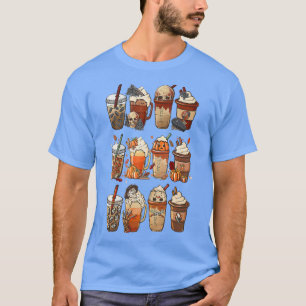 Najaar Herfst Coffee Latte Cups Horrors & Ghost Ha T-shirt