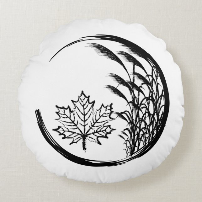 Najaar/Herfst Crest Rond Kussen (Voorkant)