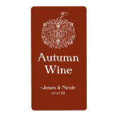 Najaar Herfst Filigree Pumpkin Elegant Wine Labels (Voorkant)