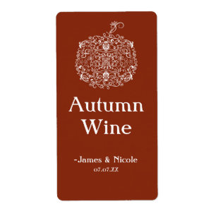 Najaar Herfst Filigree Pumpkin Elegant Wine Labels