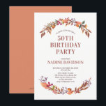 Najaar/Herfst Floral 50th Birthday Party Invitatio Kaart<br><div class="desc">Dit herfst ontwerp van de bloemetjesverjaardagsuitnodiging is voorzien van een mooie kreet met een kleurenschema voor de herfst. Meer overeenkomende objecten beschikbaar in mijn winkel BaraBomDesign.</div>