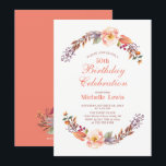 Najaar/Herfst Floral 50th Birthday Party Invitatio Kaart<br><div class="desc">Dit herfst ontwerp van de bloemetjesverjaardagsuitnodiging is voorzien van een mooie kreet met een kleurenschema voor de herfst. Meer overeenkomende objecten beschikbaar in mijn winkel BaraBomDesign.</div>