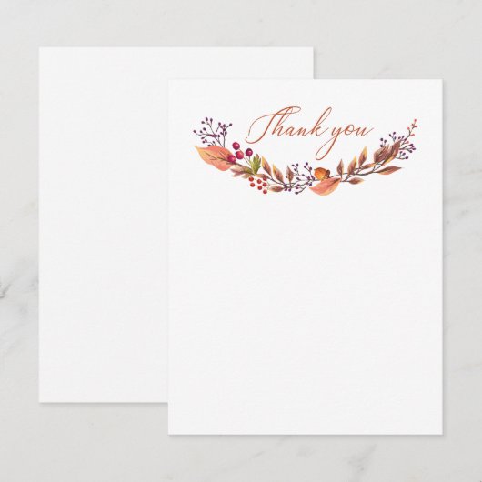 Najaar/Herfst Floral Baby shower - Dank u wel! Bedankkaart (Voorkant / Achterkant)