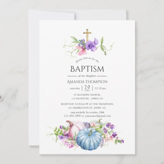 Najaar - Herfst Floral Baptisme Kaart (Voorkant)