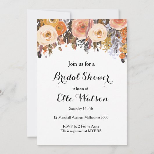 Najaar Herfst Floral Chic Bridal Shower Kaart (Voorkant)