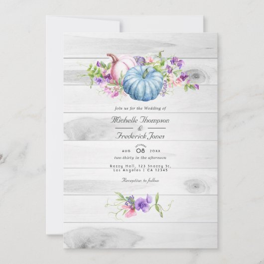 Najaar - Herfst Floral Rustic QR Code RSVP Weddens Kaart (Voorkant)