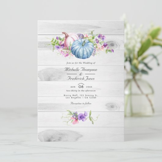 Najaar - Herfst Floral Rustic QR Code RSVP Weddens Kaart (Staand voorkant)