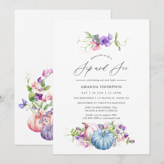 Najaar - Herfst Floral Sip en Zie Kaart (Voorkant / Achterkant)