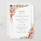 Najaar Herfst Floral Wedding Elegant Foliage Scrip Kaart (Voorkant)