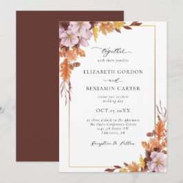 Najaar Herfst Floral Wedding Elegant Foliage Scrip Kaart