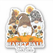 Najaar Herfst Gnome Die Cut Sticker Decal (Voorkant)