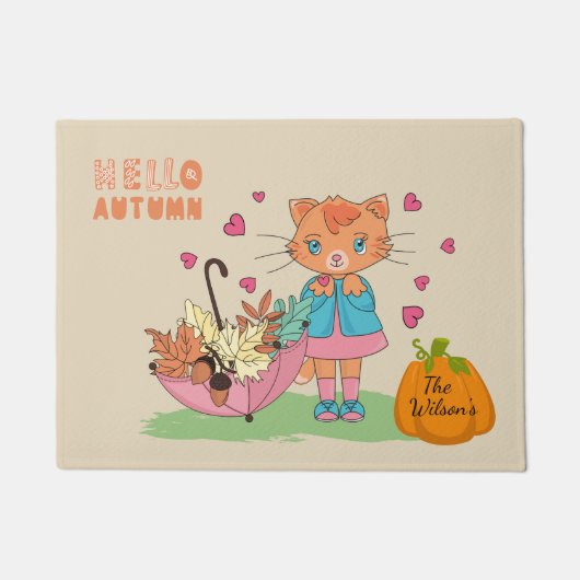 Najaar Herfst Kat Doormat Deurmat (Voorkant)