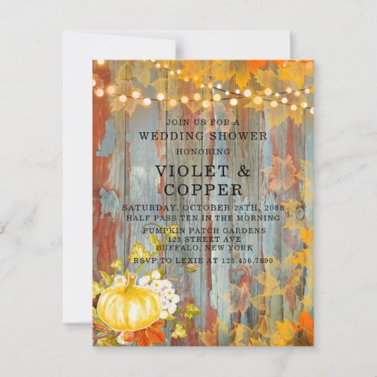 Najaar Herfst Licht Rust Wood Weddenschap Shower Kaart (Voorkant)