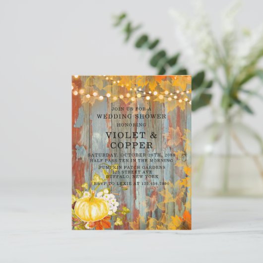 Najaar Herfst Licht Rust Wood Weddenschap Shower Kaart (Staand voorkant)