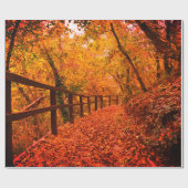 Najaar Herfst Modern Gift Wrap verlaat Sinaasappel Cadeaupapier (Vlak)