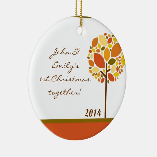 Najaar Herfst Modern Tree Persoonlijke naam Keramisch Ornament (Rechts)