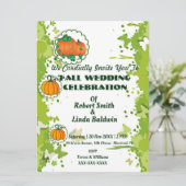 Najaar Herfst Oranje pomkin Green Wedding Kaart (Staand voorkant)