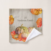 Najaar Herfst Oranje pomkin Rustic Cute Wood Bad Handdoek (Wasdoekje)