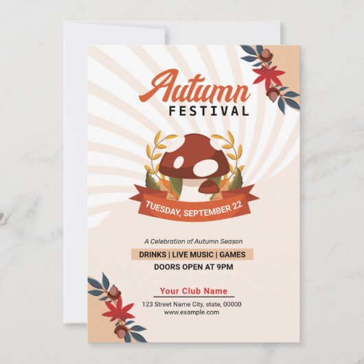 Najaar/Herfst Partij brochure Sjabloon Kaart (Voorkant)