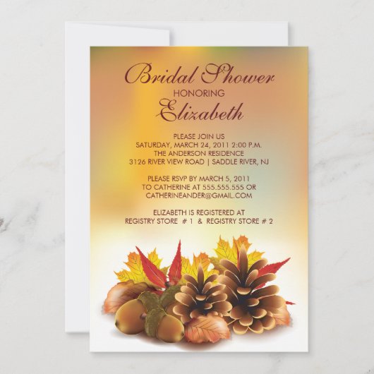 Najaar Herfst Pinecones Bridal Shower Kaart (Voorkant)