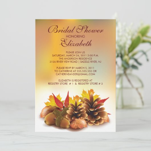 Najaar Herfst Pinecones Bridal Shower Kaart (Staand voorkant)